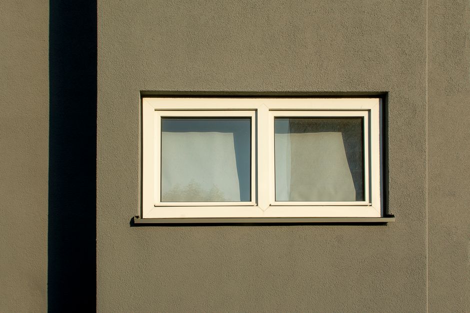 Clean white vinyl window frame